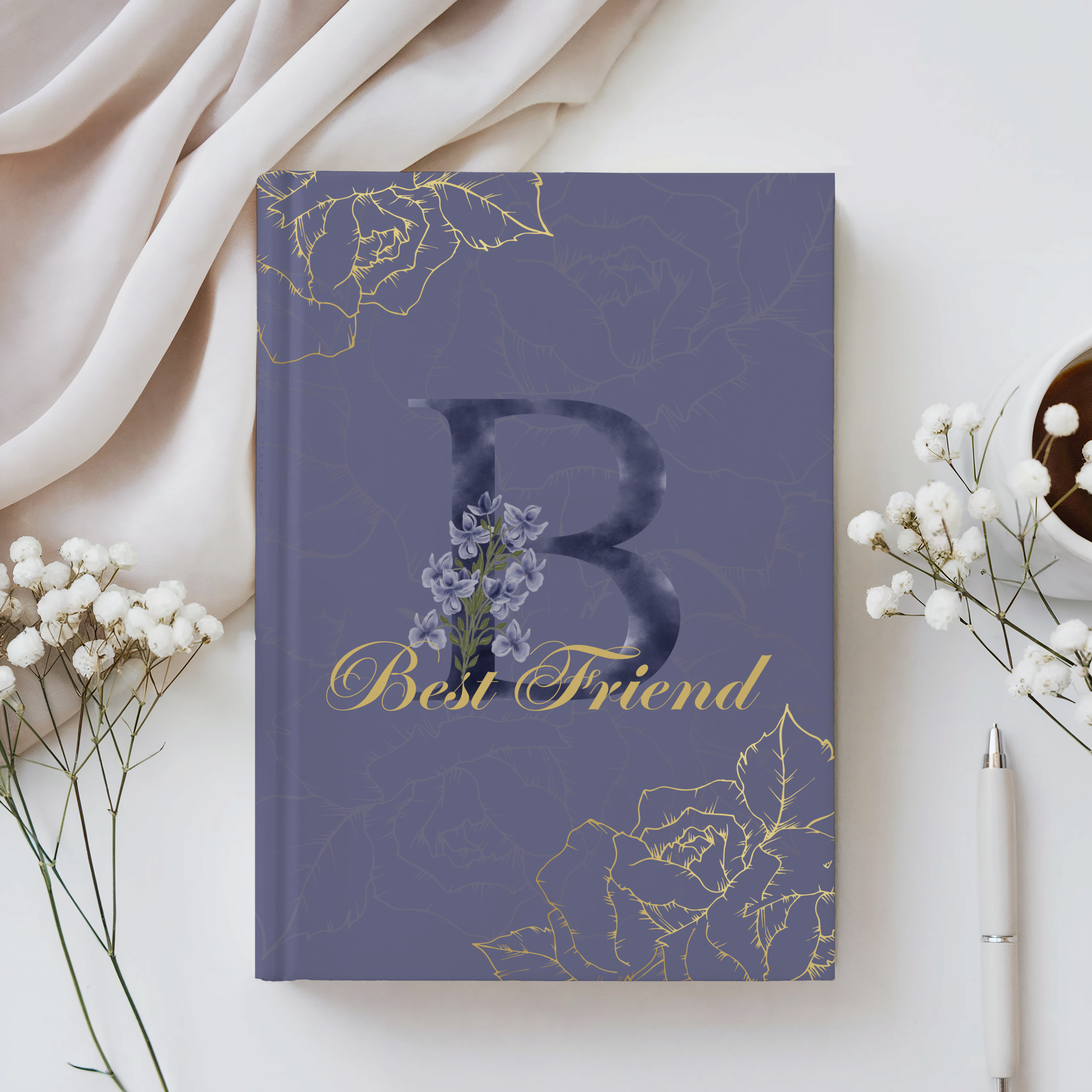 Floral relationship journal with monogram, designed for wife, mom, sister, daughter, grandmother, aunt, best friend, and faith-based encouragement gifting