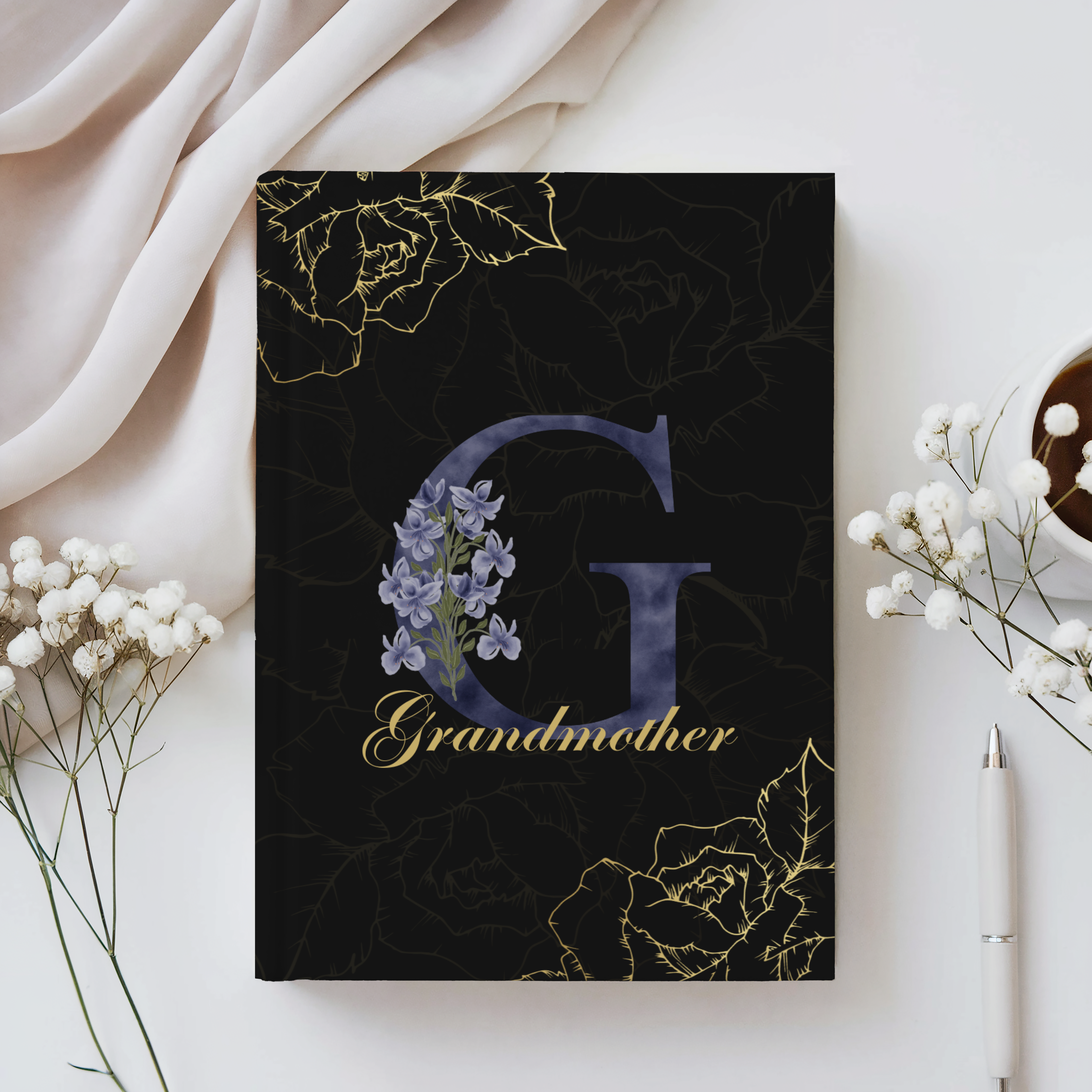 Floral relationship journal with monogram, designed for wife, mom, sister, daughter, grandmother, aunt, best friend, and faith-based encouragement gifting