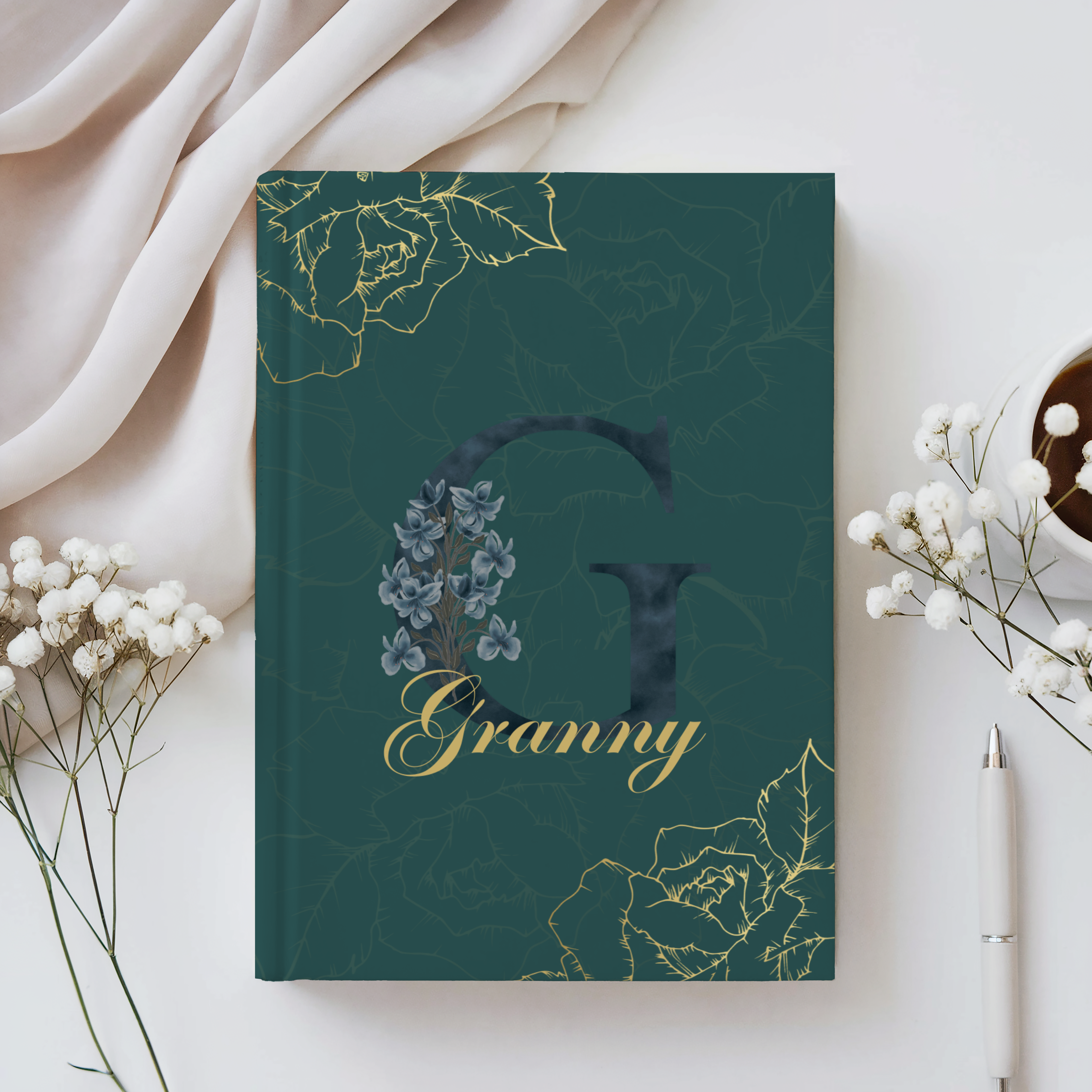 Floral relationship journal with monogram, designed for wife, mom, sister, daughter, grandmother, aunt, best friend, and faith-based encouragement gifting