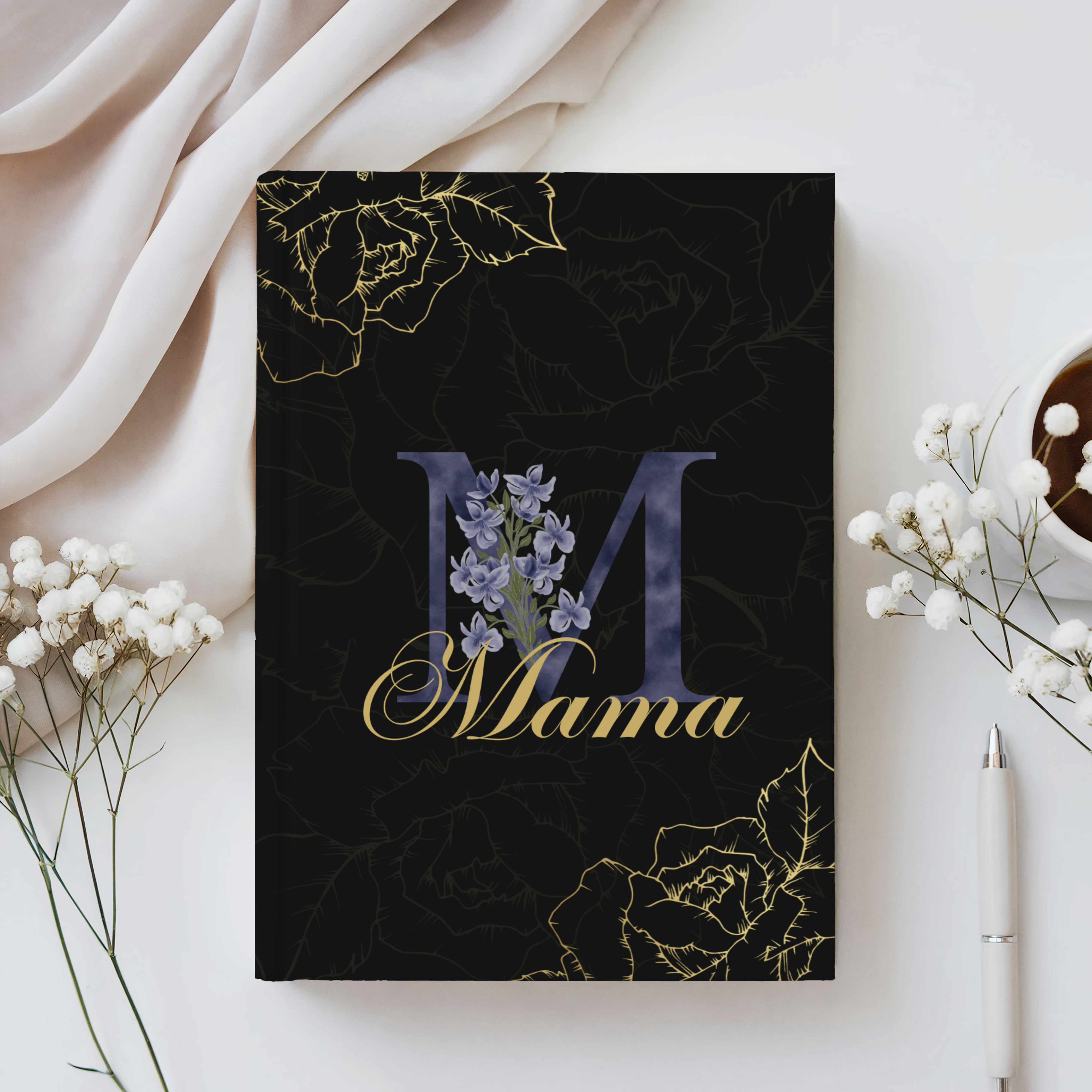 Floral relationship journal with monogram, designed for wife, mom, sister, daughter, grandmother, aunt, best friend, and faith-based encouragement gifting