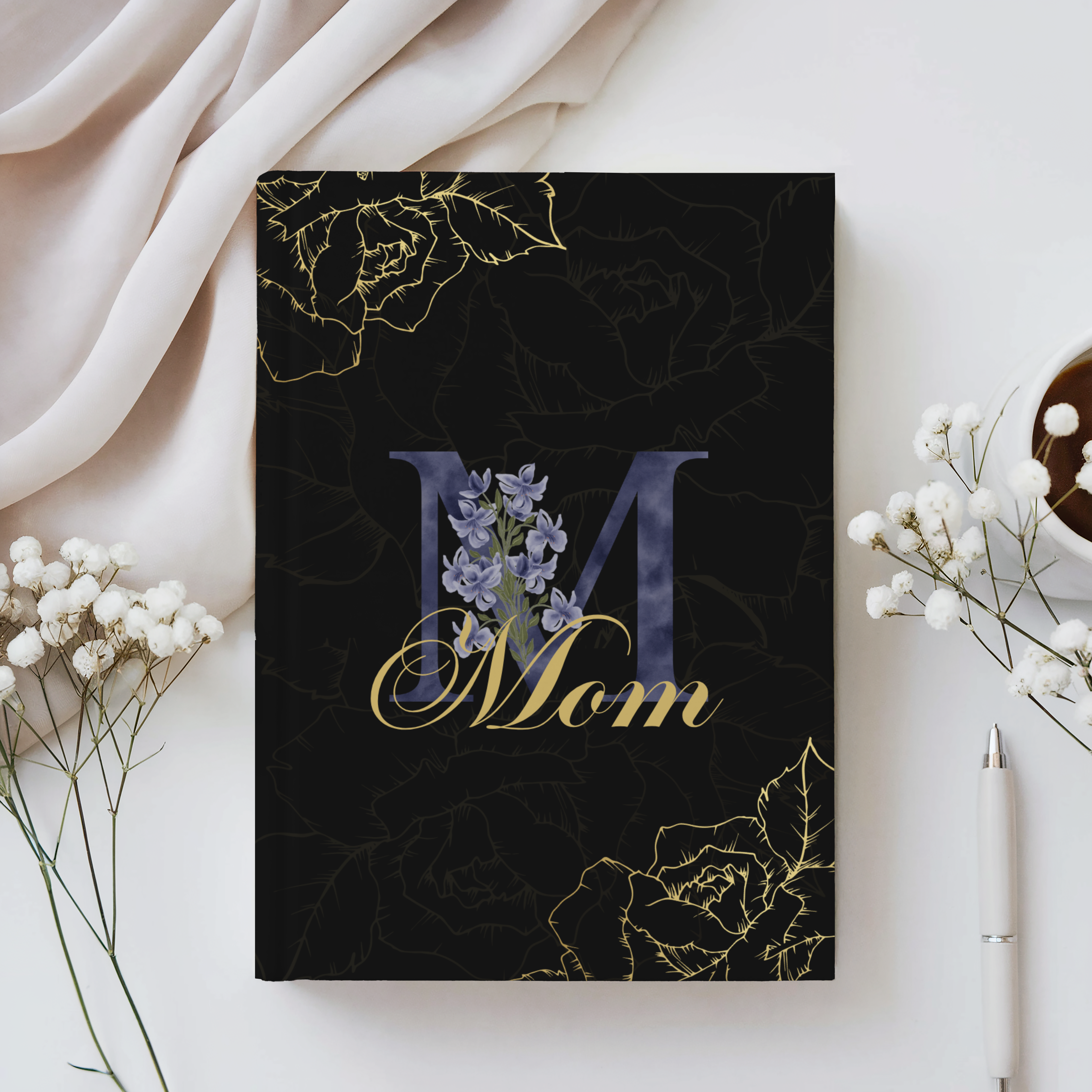 Floral relationship journal with monogram, designed for wife, mom, sister, daughter, grandmother, aunt, best friend, and faith-based encouragement gifting