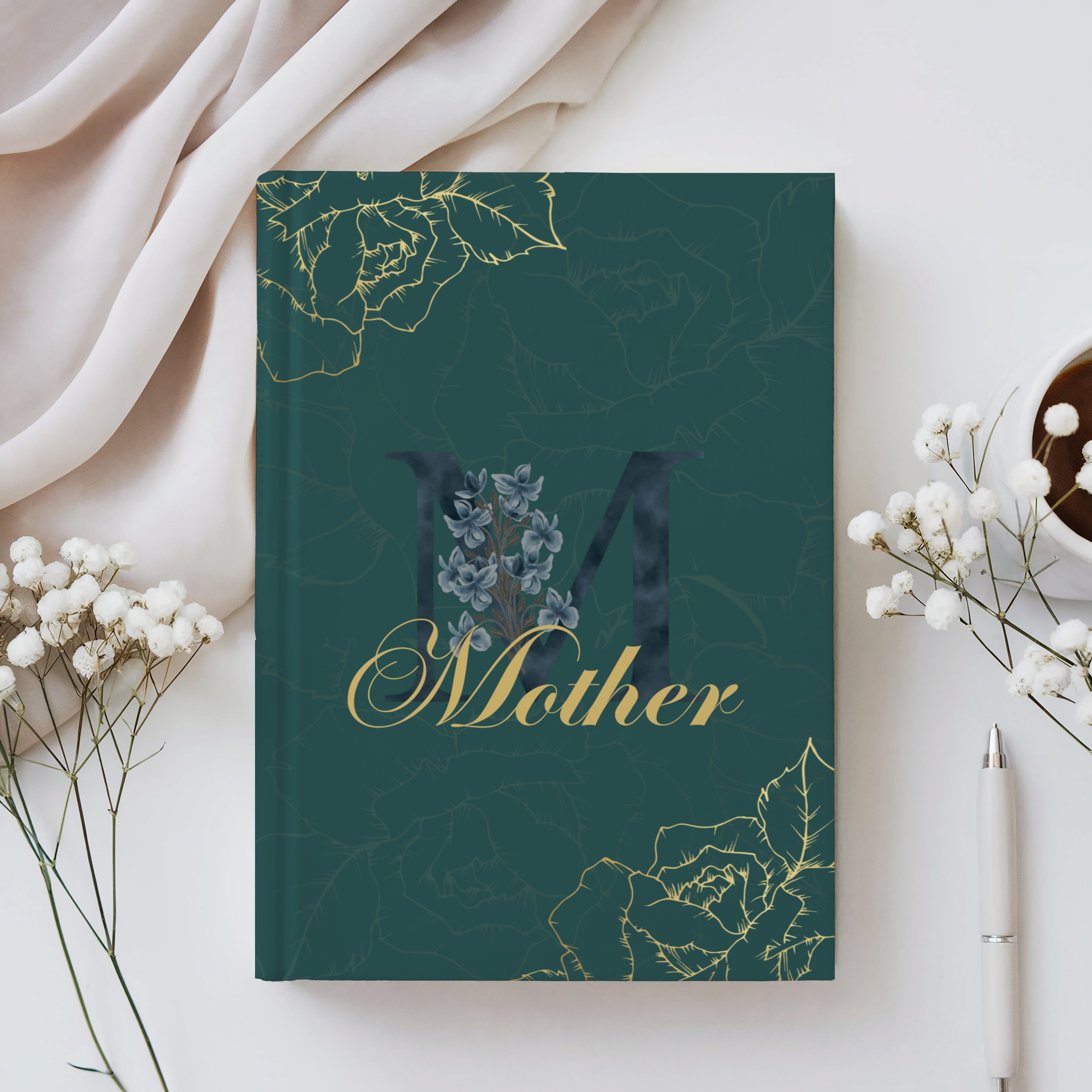 Floral relationship journal with monogram, designed for wife, mom, sister, daughter, grandmother, aunt, best friend, and faith-based encouragement gifting