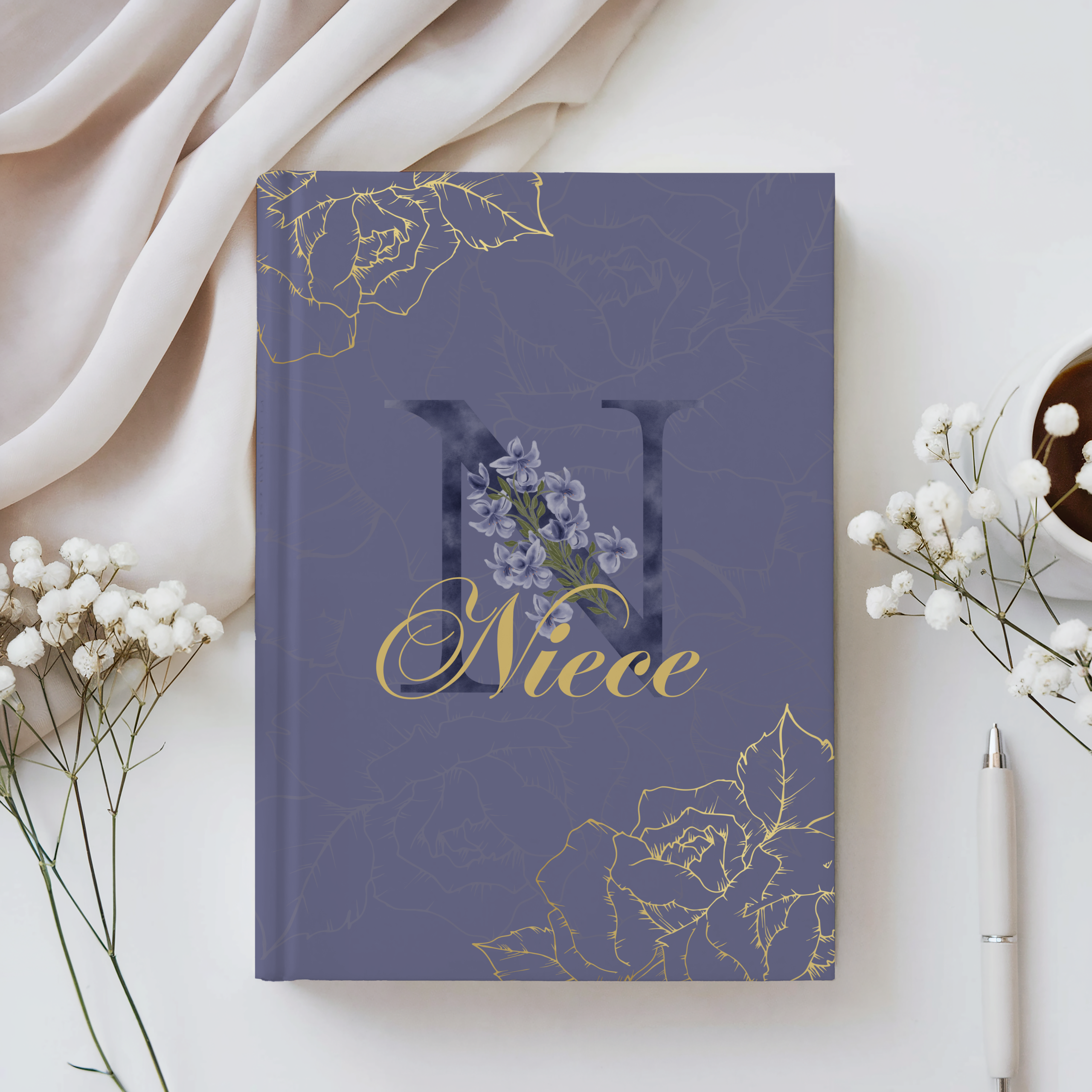 Floral relationship journal with monogram, designed for wife, mom, sister, daughter, grandmother, aunt, best friend, and faith-based encouragement gifting